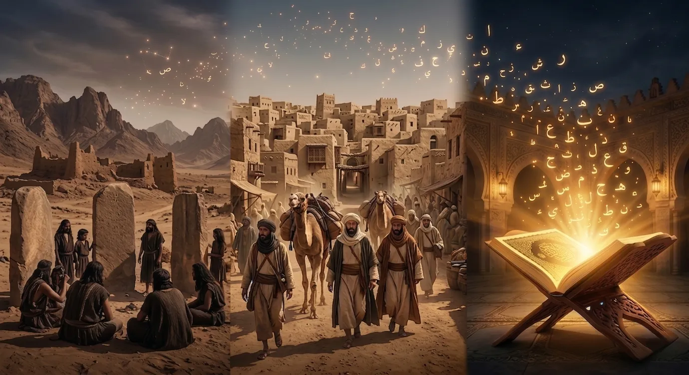 نشأة اللغة العربية وتطورها من الأصول السامية إلى لغة التنزيل