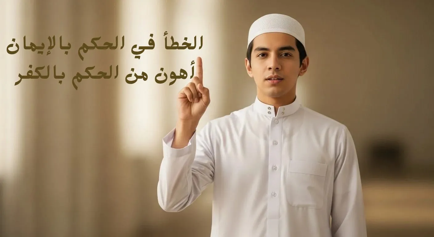 الضابط السادس: الخطأ في الحكم بالإيمان أهون من الحكم بالكفر